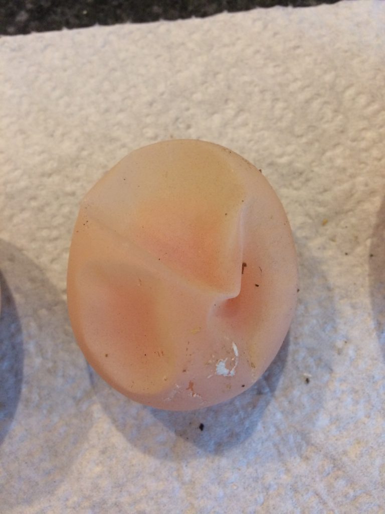Egg with no shell laid by a young hen