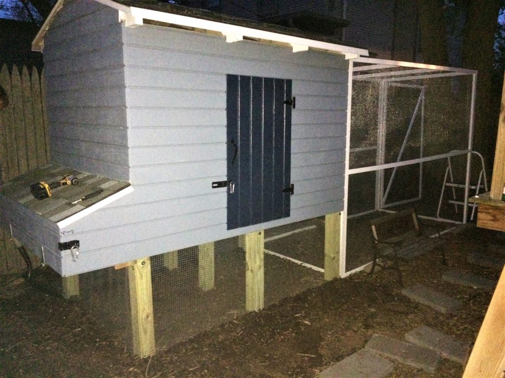 Chicken coop with hardware cloth