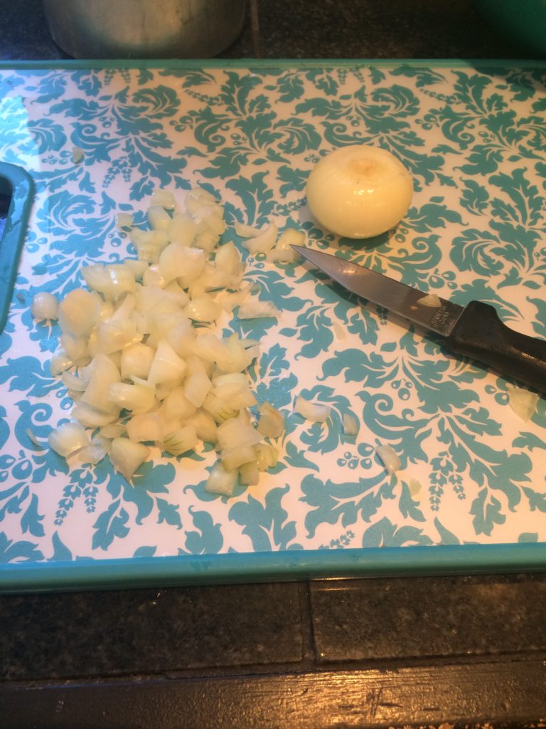 Chopping onions for spaghetti sauce from scratch